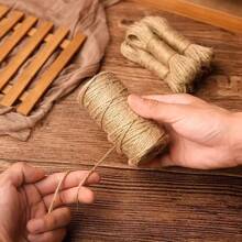 2mm 200M/100M Natural Vintage Jute Rope Twine Roll Yarn Sewing Crafts Jute Cord Thread Wedding Gift Wrap Ribbon Bows Handmade DIY Party Christmas Decoration