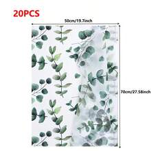 10pcs Eucalyptus Gift Wrapping Tissues, Semi-Transparent Plant Design 13.8x19.7 Inch Floral Leaf Print Tissue Paper, Bulk Tissue Paper Gift Packaging For Birthday, Holiday, Wedding, DIY Crafts (Leaf) Valentine's Day