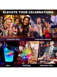12PCS Multi Colored LED Luminous Ice Cubes, Reusable And Waterproof, Flashing Luminous Ice Cubes, Suitable For Gatherings, Weddings, Bars, Clubs, Home Decoration, Parties, Halloween