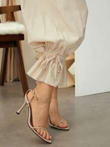 Women's Casual Solid Color Knotted Camisole Harem Pants, Suitable For Dates And Vacations