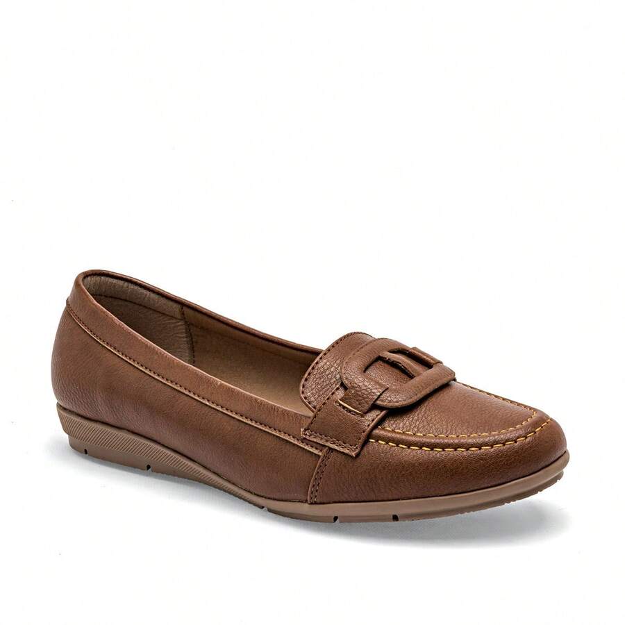 zapato de piso para mujer color cafe - Café integral - Ver 1