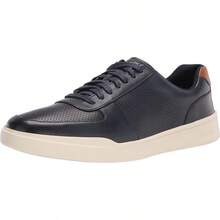 Men's Modern Perforated Sneakers, Footwear - Peacoat/British Tan - View 1