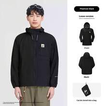 CAMEL CROWN Men's Sun Protection Clothing, Outdoor Sun Protection Summer Anti-Ultraviolet Thin Cool Breathable Hooded Loose Jacket - Phantom Black - View 2