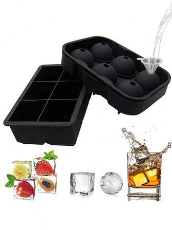 Foremka do lodu silikonowego 4/6/8 Cavity, wielofunkcyjna kula i kwadratowa kostkarka do lodu, foremka do lodu w kształcie whisky