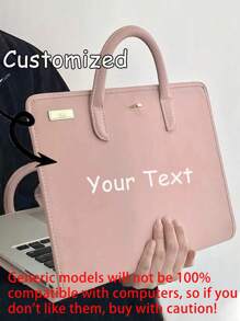 Custom Chic Pink PVC Faux Leather Laptop Bag,Personalized Name, Lightweight & Secure, Portable Multi-Functional Computer Case - Versatile For Office,School Supplies,Back To School,School Gift,For Office,For School,For Classroom,For Teacher Gifts,For University,For Colleague,For Dorm Rooms,For Teacher,For Boys And Girls,For Teenagers,Junior High School Students,Middle School Students,High School Senior High School Students,College Students,University Students,Freshman,Sophomore,Underclassmen,All-Purpose,Large Capacity,Versatile,Multifunction,Colorful,Cute,Adorable,Contracted,Funny,Kawaii,Y2K,Minimalist,Commuting,Business Casual,Basics,Custom,Personalized,Unique,Customized,Ideal Gifts For Him,Ideal Gifts For Her,Her,Family,Friends,Girlfriend,For Anniversaries,For Birthdays,For Holiday/ Vacation,For Outdoors/Outings/Travel/Hiking/Stadium/Sports/Climbing,For Business/Commute/Work/Office
