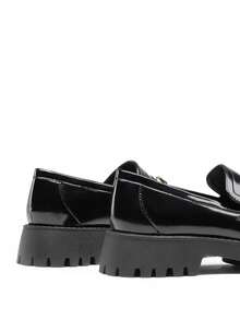 Women Casual Loafers Platform 1.57-Inch Chunky Heels Slip On Comfortable Business Commute Preppy Dress Loafers Shoes - 黑色 - 查看 7