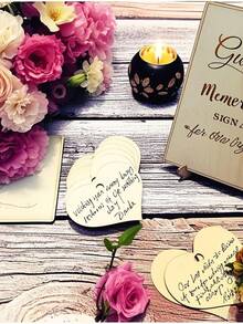72pcs Wood Heart Guest Book - Rustic Wedding Reception Decoration & Favor Gift, Birthday Baptism Sign | Memory Keepsake Guest Book Alternative - 多色 - 查看 2