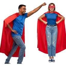 万圣节成人超级英雄披风+面具，节日派对舞台服装角色扮演表演服，眼罩，春季派对礼服 - 彩色 - 查看 5