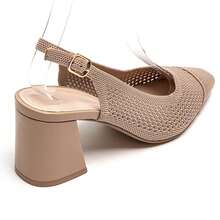 Geometric Hollow Design Open Toe High Heels - Khaki - View 4
