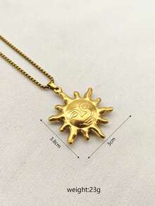 قلادة معلق الشمس من الصلب عديم الصدأ بلون ذهبي على الطراز البوهيمي قطعة واحدة - قلادة الشمس - مشاهدة 8