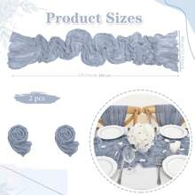 2pcs Misty Blue Herringbone Table Runner, Bohemian Style Table Runner 35 X 118 Inches(Approx. 90 X 300cm), Vintage Gauze Table Decor, Suitable For Wedding, Bridal Shower, Baby Shower