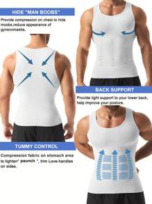 Slimming Men's Tummy Control Shapewear Underwear Vest Tank Top Belly Boobs Gynecomastia Abdomen Compression Muscle Shirts Body Shaper Undershirts Training Sports Gym Workout Fitness