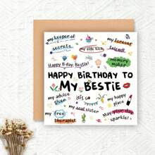 1PC Funny Bestie Birthday Card, Perfect Gift Cards For Best Friends And Sisters Greeting Card, Gift Card For Ladies' Birthday Parties, With Envelope