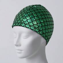 1pc A Perfect Choice For Swimming, Surfing, And Water Sports, This Single-Layer Non-Waterproof Swimming Cap Features A Soft, Breathable, Quick-Drying, And Comfortable Design With A Gradient Color And A Pattern Of Laser Fish Scales.