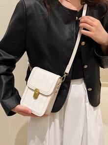 Brown Rectangular Crossbody Bag Wallet For Women - Beige - View 5