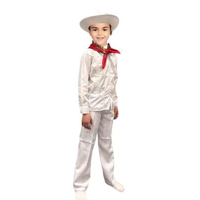 Traje Típico Jarocho Veracruzano Para Niño Vestuario Regional Veracruz Bailable Escolar, Teatro, Guayavera, Sombrero