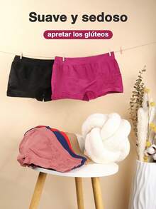 3Pzs/6pzs Shorts Interiores de Mujer,Calzoncillos Bóxer de dama Microfibra Gruesa Resalta Pompi,Diseño de Mariposa con Calado,Cómodos Y Transpirables Para Mujer - Rojo+Morado+Rosa - Ver 5
