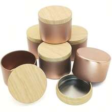 Conjunto de 6 latas de vela douradas champanhe com tampas para fabricação de velas - Pacote Combo de Recipiente de Ferro de 4oz e 8oz