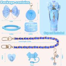 闪亮杯子配件，适用于 30 盎司 40 盎司 20 盎司带手柄的杯子，包括蝴蝶结吸管顶盖、吸管蝴蝶结装饰、皮革水瓶手柄带、靴子