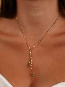 rundraw Bộ 1/3 dây chuyền đồng mạ vàng mới, mặt dây chuyền đá Cubic Zirconia lấp lánh tối giản, thích hợp cho phụ nữ và bé gái đeo đi dự tiệc và đám cưới. - Vàng - Xem 7