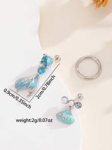 3pcs Fishbone, Cherry Heart & Shell Cartilage Earrings Set, Pierced Jewelry Accessories - Fishbone and Shell Earrings Set - View 2