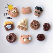 10pcs Cookie, Donut, Coffee, Bear Magnet Decorations For Refrigerator, Dishwasher, Cabinet In Bedroom, Living Room, Kitchen, Dining Room, Office Whiteboard, Fun Birthday Gift, Party Decor Stickers