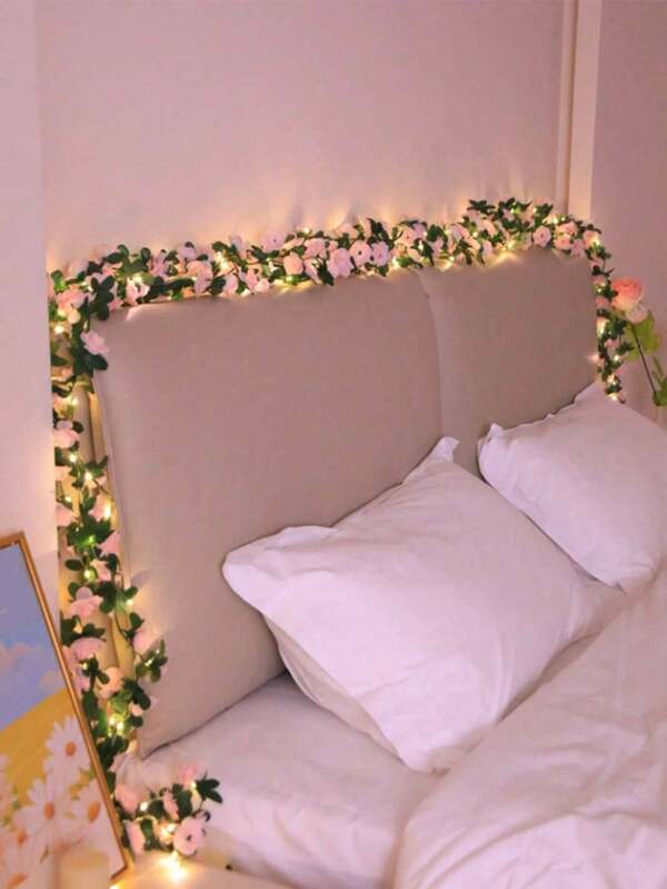 1 Peça 20 LEDs 2M Luz de Corda em Forma de Rosas Rosas para Sacada, Janela, Quarto, Sala de Jantar, Decoração de Jardim, Lâmpada de Mesa Romântica, Todas as Estações