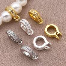 1/3/5pcs Real 18K Gold Plated Brass Zirconia Bail Bead Spacer Buckle Connectors Spring Buckle Clasp Clip Buckle For DIY Jewelry Making Finding Bracelet Necklace Pendant