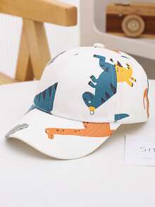 1pc Kids Dinosaur Cartoon Print Adjustable Baseball Cap, Sun Visor Hat For All Seasons, Spring/Summer - Dinosaur - View 9