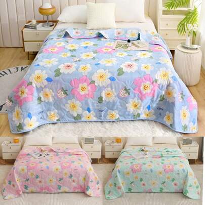 1 st. Zomerquilt/deken met fris bloemenpatroon, geschikt voor slaapkamer, bank, kantoor en thuisgebruik.
