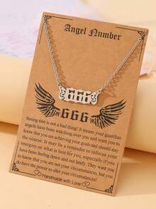 Goodwaro 1 pieza Collar de número angelical para mujer, colgante de número de acero inoxidable con alas de ángel, cadena de clavícula de bendición