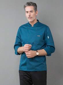 New Fashion Chef Uniform Unisex Long Sleeve, High-End Design For Hotel, Restaurant, Bakery, Coffee Shop, Autumn/Winter. Stylish Horseshoe Cuff, Neat Front Design, Comfortable & Convenient, Pen Pocket, Breathable & Durable Fabric