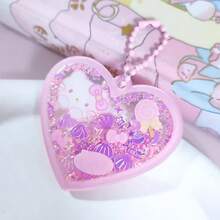 Sanrio 1 قطعة سلسلة مفاتيح شفافة من الأكريليك مع رمال متدفقة ومزخرفة بالبريق، سلسلة مفاتيح جميلة بطراز إنستقرام