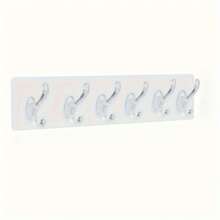 1pc 6-Row Transparent Adhesive Hook Set - Simple Wall Hooks Without Drilling, Suitable For Clothes, Hats, Towels And Accessories - Perfect Space-Saving Storage Solution For Bathroom, Closet And Bedroom