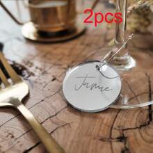 Personalized Acrylic Circle Tall Cup NameTag,Personalized Wedding Name Tag, Wedding Favours Drink Tag Name For Glasses Glass Maer Wine Charm Drink Topper Place Card Ideas Keyring Favour Key Chain Favors,Thank You Label,Wedding Essentials