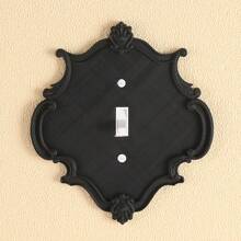 1 哥特式黑色双开关壁板，塑料材质，适合家庭和办公室装饰，易于安装，无需电力/电池