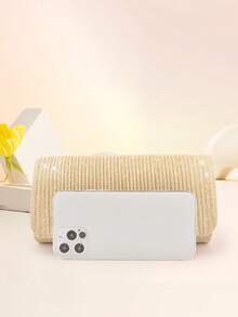 女士银色晚装手拿包闪亮优雅单肩包手提包闪光钱包适合派对婚礼