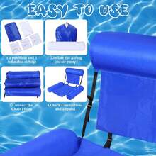 Adult Inflatable Pool Float Mat, 1pc Floating Lounge Chair, Thickened Inflatable Pool Noodle For Adults, Suitable For Summer Parties, Beach, Lake And Other Water Activities - 彩色 - 查看 6