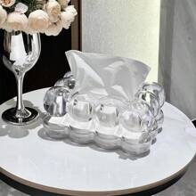 1pc Elegant Paper Tissue Box Holder, Luxury Home Decor Living Room Tea Table Tissue Box, Creative Transparent Paper Dispenser For Decoration