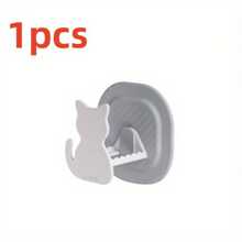 1pc Cat-Shaped Sponge Holder With Wall Mount, Easy Install, Casual Style, Plastic Material, Kitchen And Bathroom Sponge And Brush Organizer, Utility Hooks