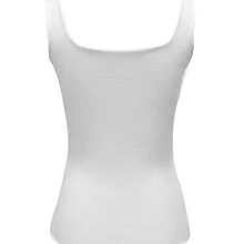 Women Square Neck Sleeveless Tank Top, Basic Style With Double Lining - White - View 6