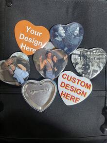 1/3/5/10/30/50/100/200pcs Custom Badges, Custom Heart-Shaped Buttons, Customize Your Design Heart Badges, Valentine's Day Mother's Day Gifts, Personalized Heart Buttons, Can Print Lover's Photo, Cartoon Characters - Picture Style1 - View 4