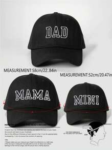 3pcs Family Matching Dad Mama Mini Letter Embroidered Baseball Cap, Suitable For Outings And Activities