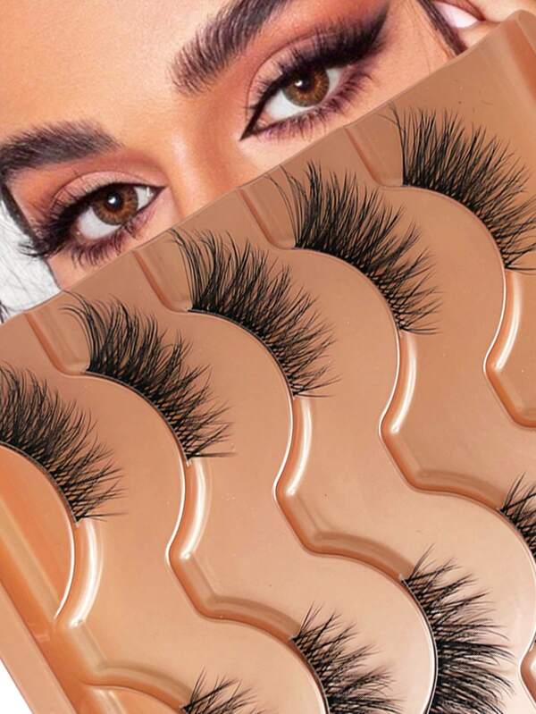 5 Pairs Half-Eye False Eyelashes, Strip Eyelashes, 5-10mm Length, D Curl, Lengthening False Eyelashes, Natural Thin False Eyelashes, Reusable False Eyelashes, Easy To Apply, Suitable For Dating, Party And Other Occasions. Fox Eye And Cat Eye Style Eyelash Extension For Half-Eye False Eyelashes, Suitable For Beginners.Natural, Long Fairy Eyelashes, Can Be Reused, Waterproof And Sweat-Proof.