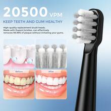 SEJOY Electric Toothbrush Rechargeable With 12 Brush Heads 5 Modes Timer - Black - View 3