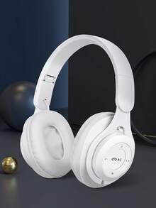 新款馬卡龍全罩耳機,可伸縮,可折疊,時尚,高保真,重低音,高清通話,便攜,實惠的禮物,適合女孩智慧型手機和音樂的無線耳機 - 白色 - 查看 13