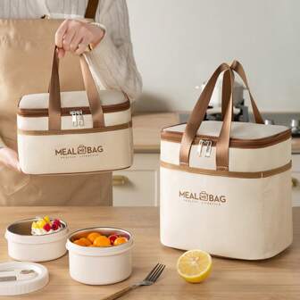 Portable Lunch Bag Food Insulated Box Waterproof Shoulder Strap Insulated Box, Hand-Held Lunch Box Bag, Fresh Aluminum,Insulated Lunch Bag With Thermal Bento Compartment, Portable Food Storage Container For Women Men, Aluminum Lunch Box With Adjustable Shoulder Strap, Handheld Meal Prep Pouch For Office Picnic (Keep Food Fresh 6H) Bag For School School Accessories School Stuff