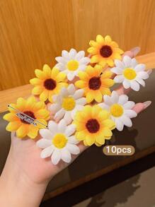 10 piezas Ganchos para el cabello con diseño de girasol, pasadores de estilo coreano, accesorios para el cabello