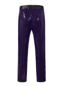Pantalones de lentejuelas para discoteca y clubes nocturnos para hombres, pantalones casuales para actuaciones en el escenario - Morado - Ver 2