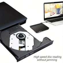 A Black External Disc Drive, 8-In-1 USB3.0 Ultra-Thin Portable, USB3.0+Type-C External Mobile DVD Burner HD Player, Portable CD/VCD/DVD Player, Plug-In Expandable Burner For Burning, Reading And Playing On Laptops And PCS. Supports Windows/Linux